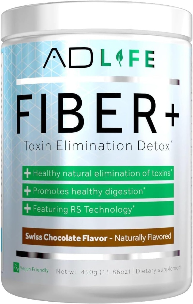 Projekt AD Fiber+ Fiber Supplement - Unterstützt Gut Gesundheit und Verdauung Regelmäßigkeit, Fiber ist groß für Weight Loss, Detox, Vegan Friendly - Fiber Powder, 16.4 Oz (Chocolate)