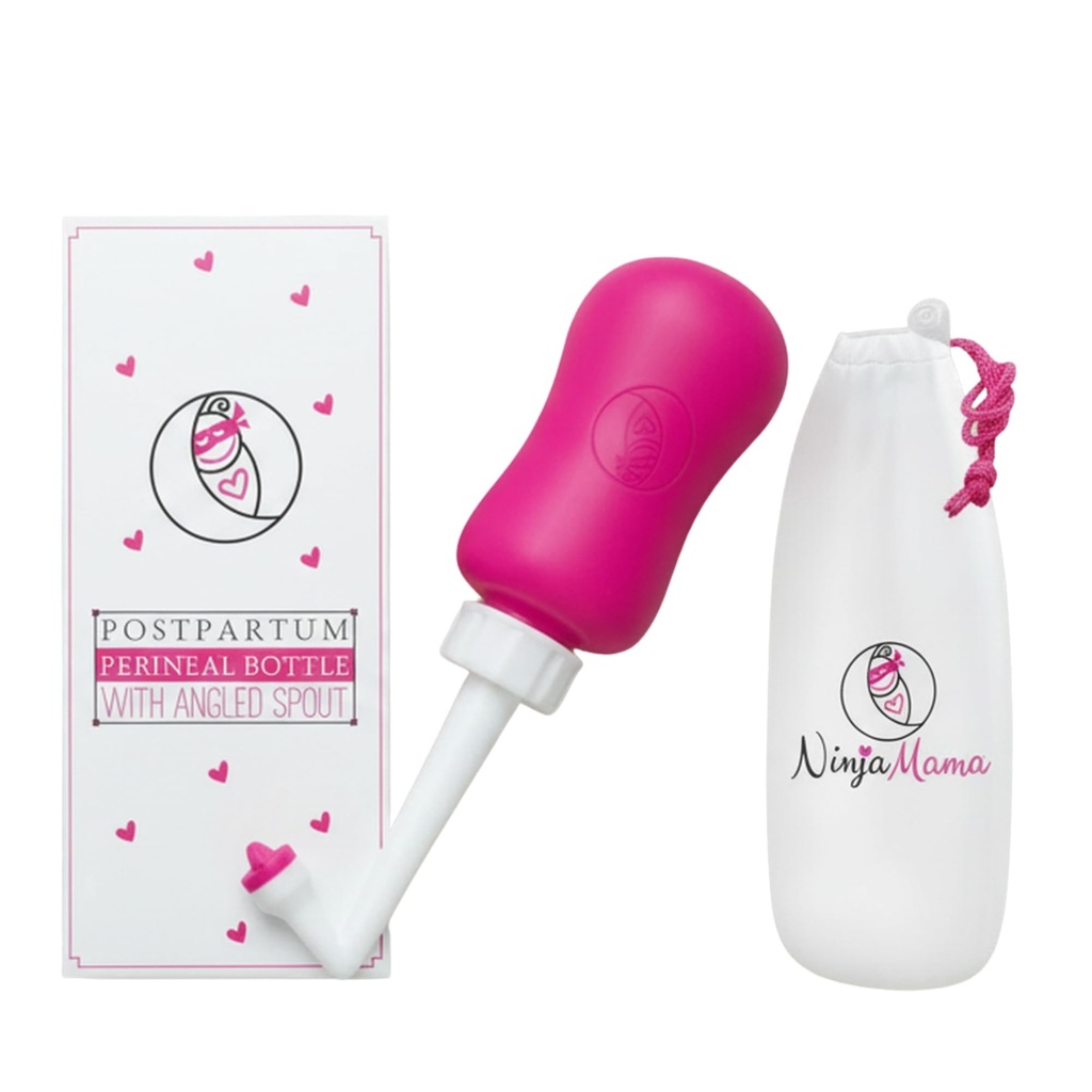 Ninja Mama Peri Bottle für Postpartum Care Post Partum Essentials for Pain Relief, Tears & Hemorrhoiden Nach Geburt Portable Perineal Bottle mit angled Spout Labor & Delivery Hospital Bag. (355ml)