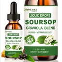 Soursop Graviola Flüssigkeitstropfen, Organische Soursop Blätter Extrakt w/Sea Moss, Elderberry Vitamin C und Zink, 16-in-1 Soursop Bitters Flüssigkeit für Zellunterstützung, Antioxidans und Immununterstützung 2 Fl/Oz