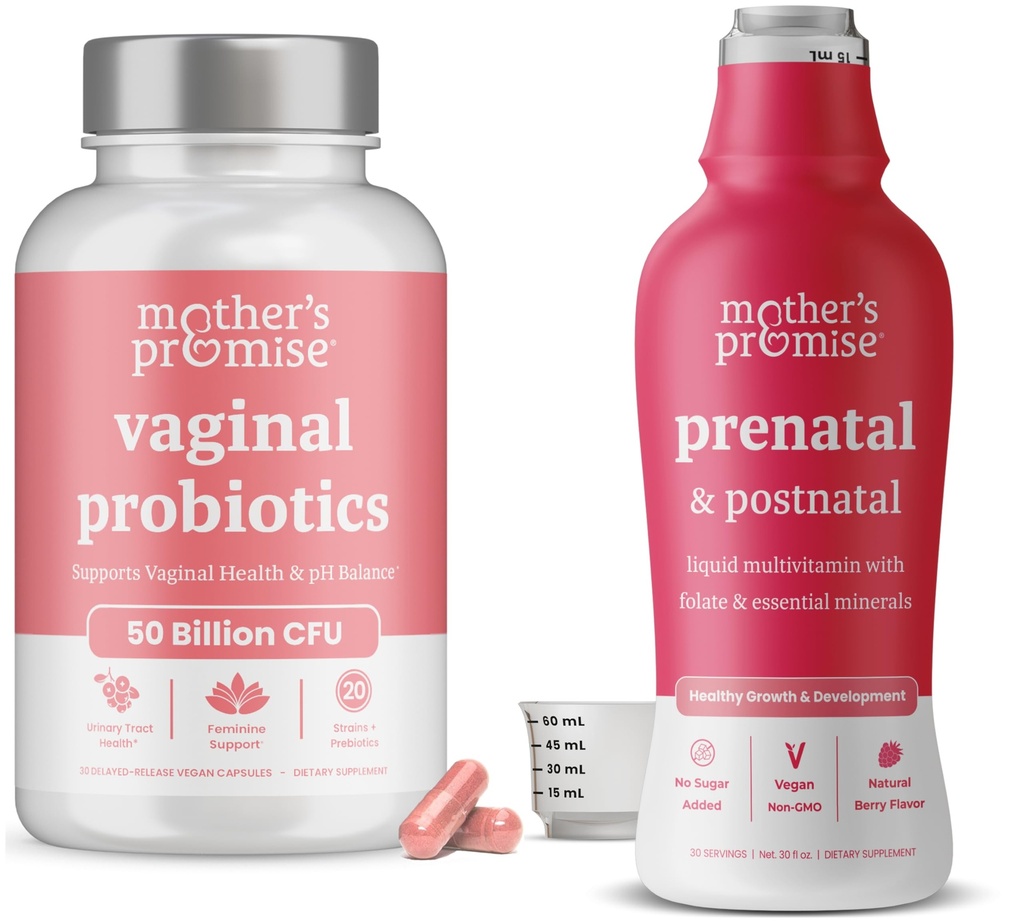 Mutter Versprechen Prenatal & Postnatal Multivitamin Flüssigkeit & Vaginal Probiotika für Frauen Bundle