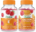 Lifeable Vitamin E + Calcium with Vitamin D, Gummies Bundle - Great Tasting, Vitamin Supplement, Gluten Free, GMO Free, Chewable Gummy