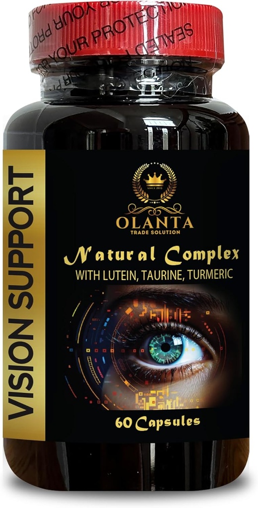 Soutien de la vision - Formule avancée de soutien des yeux et de la vision, Taurine Health Benefits, Turmeric Capsules, Extrait de graines de raisin Herbal - 1 bouteille