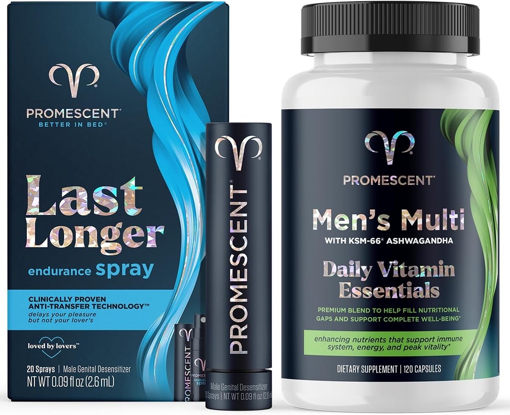 Vaporisateur de retard de désensibilisation prodigieuse + suppléments multivitamines quotidiens pour hommes, vitamines complexes B, C, D, Ashwagandha KSM 66, suppléments de santé Premium