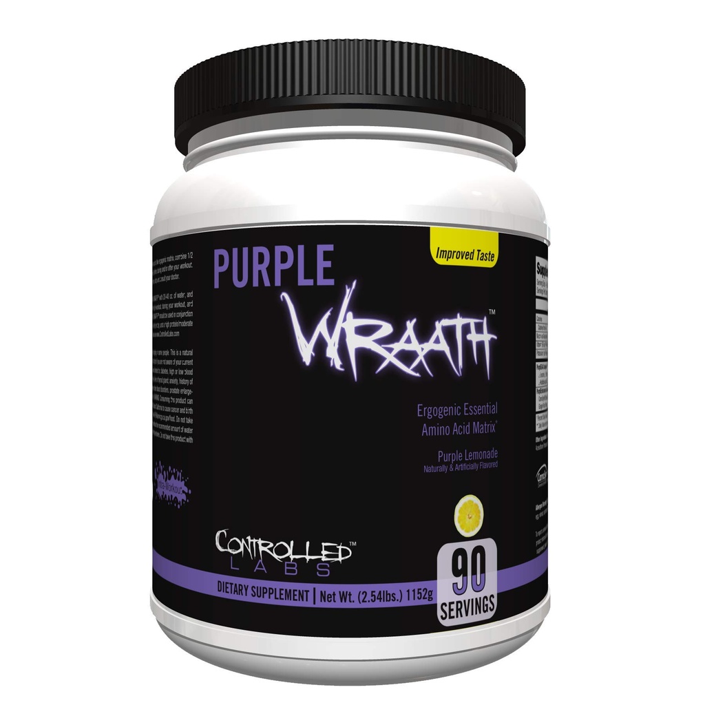 CONTROLLED LABS Purple Wraath, BCAA und EAA Aminosäure Supplement, mit Endurance Blend Intra Workout Powder, Optimale Endurance, Fokus und Stamina (Lemonade, 90 Servierungen)