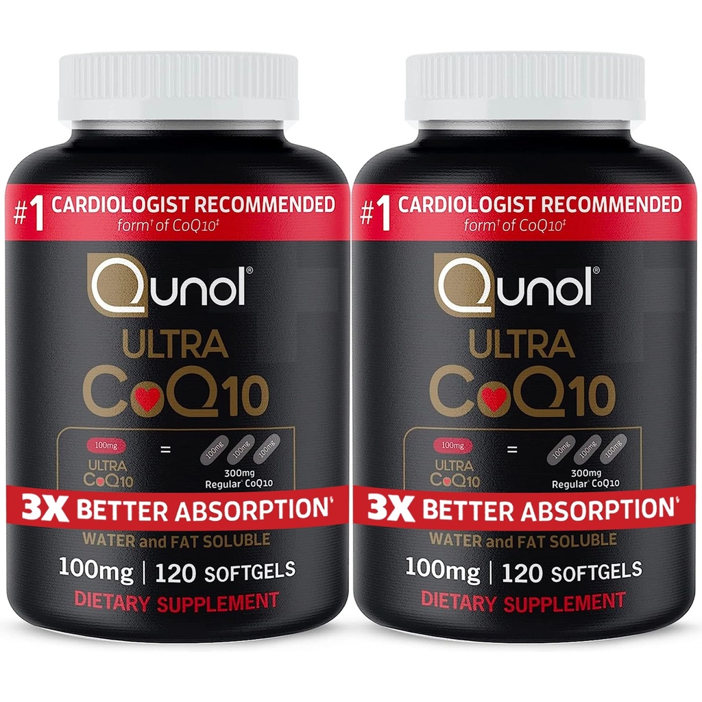 Qunol Ultra CoQ10 100mg, 3x Bessere Absorption, patentiertes Wasser und Fett lösliche natürliche Ergänzung Form von Coenzym Q10, Antioxidans für Herzgesundheit, 240 Count Softgels
