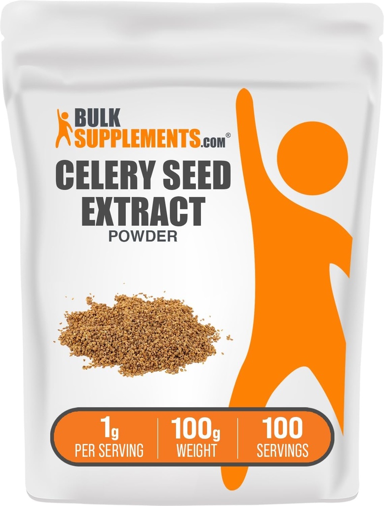 BulkSupplements.com Poudre d'extrait de graines de céleri - supplément de graines de céleri, supplément à base de plantes - végétalien et sans gluten, 1g par portion, 100g (3.5 oz) (paquet de 1)