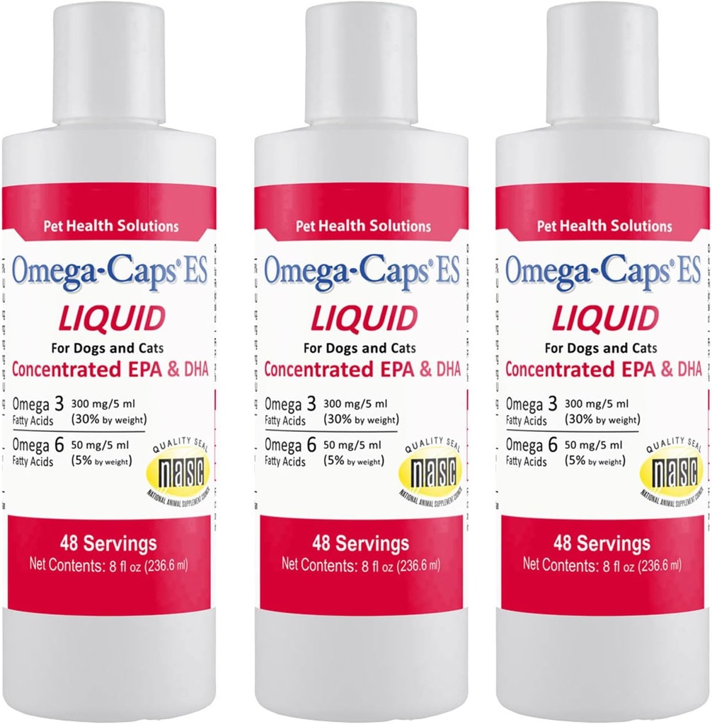 Solutions pour la santé des animaux ES liquide pour chiens et chats, EPA concentré et DHA, supplément liquide Oméga-3, acides gras, antioxydants, vitamines minéraux, soutient des articulations saines, peau et manteau, 24-oz