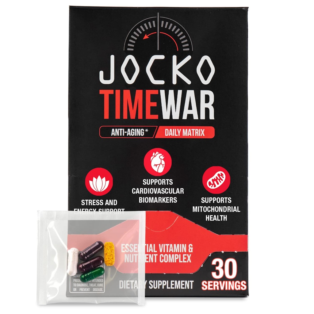 Jocko Fuel Time WAR - Multivitamine pour les hommes et les femmes. Supplément de la DNA pour le vieillissement en santé, le coeur, les os et la santé oculaire. Vitamines et minéraux essentiels, soutient le stress + niveaux d'énergie - 30 jours d'approvisionnement