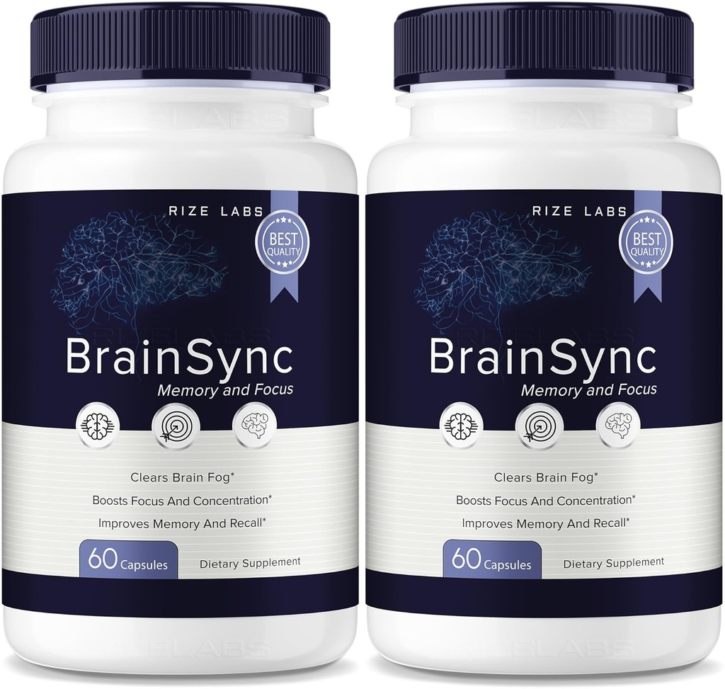 rize labs BrainSync Capsules – Daily Focus & Clarity Formula mit einer Balanced Blend für Alertness und Memory Support | Einfache Tabletten für den täglichen Gebrauch (120 Kapseln)
