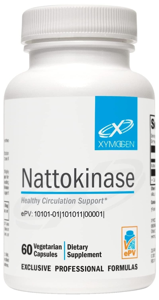 XYMOGEN Nattokinase - Cardiovascular & Vascular Wellness Support - 100 mg Nattokinase - Enzyme Formula - Vegan & Non-GMO - 60 Capsules