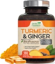 Turmeric Curcumin Supplement - 2200mg Curcumin Complex Per Serving - 95% Curcuminoids, Organic Ginger & BioPerine Black Pepper for Best Absorption & Joint Support, Bottled in USA - 180 Capsules