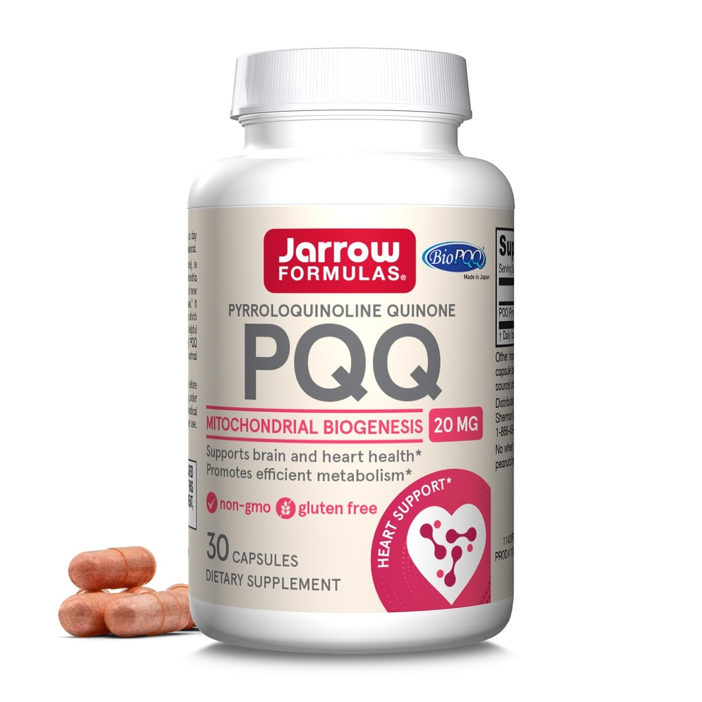 Jarrow Formulas® PQQ 20 mg, complément alimentaire, soutien du cœur, du cerveau et du métabolisme, 30 capsules de légumes, 30 jours d'approvisionnement