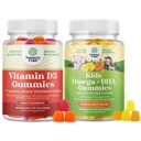 Bundle di vitamina D3 Gummies per il benessere quotidiano con 2000IU per la dose di Bone muscolare e supporto immunitario e bambini DHA Omega 3 Gummies - acidi grassi Omega 3 6 9 per il cervello, resistenza immunitaria e visione