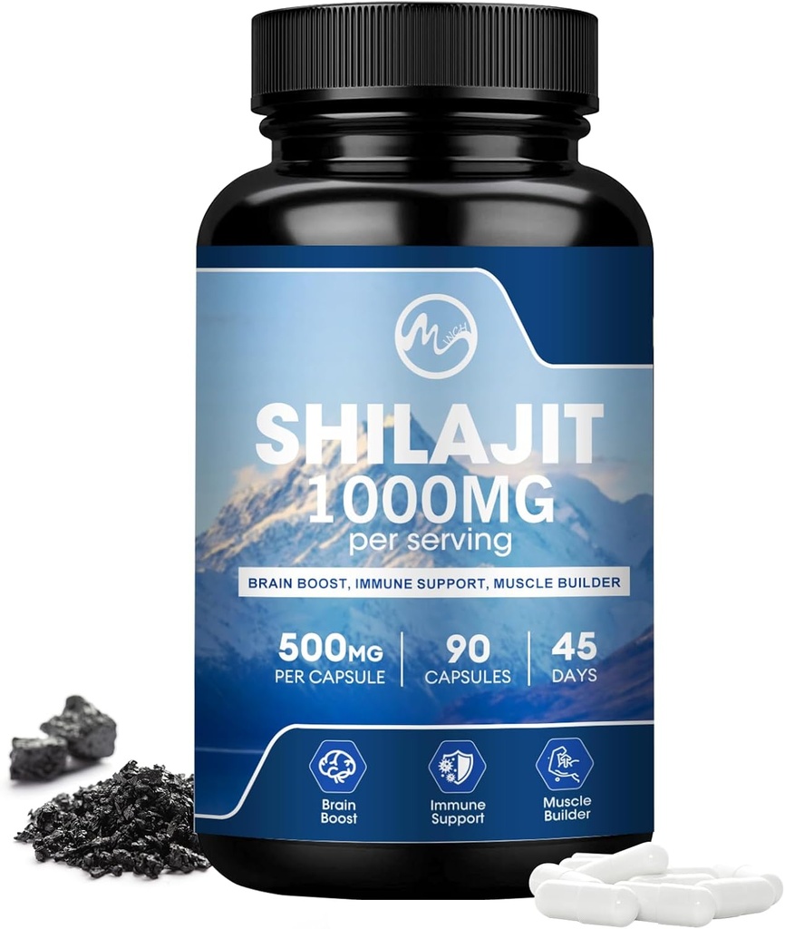 Shilajit Supplement, Shilajit Kapseln mit Fulvic Säure für Männer & Frauen, Shilajit mit 85+ Trace Minerals for Energy, Performance & Immune Health | Non-GMO - 90 Kapseln