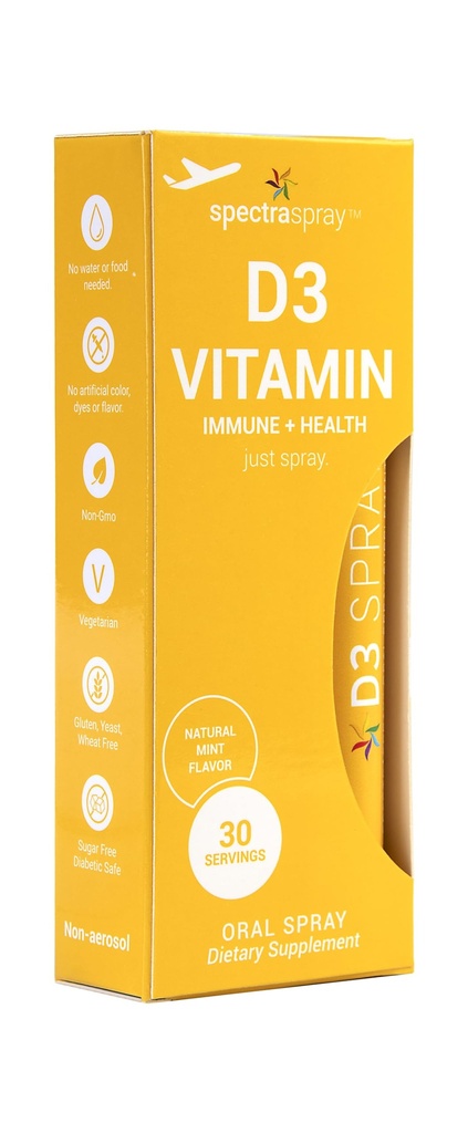 Spectraspray Vitamine D3 Spray Vitamines - naturel et efficace Spray oral 5000IU Vitamine D3, 30 jours d'approvisionnement