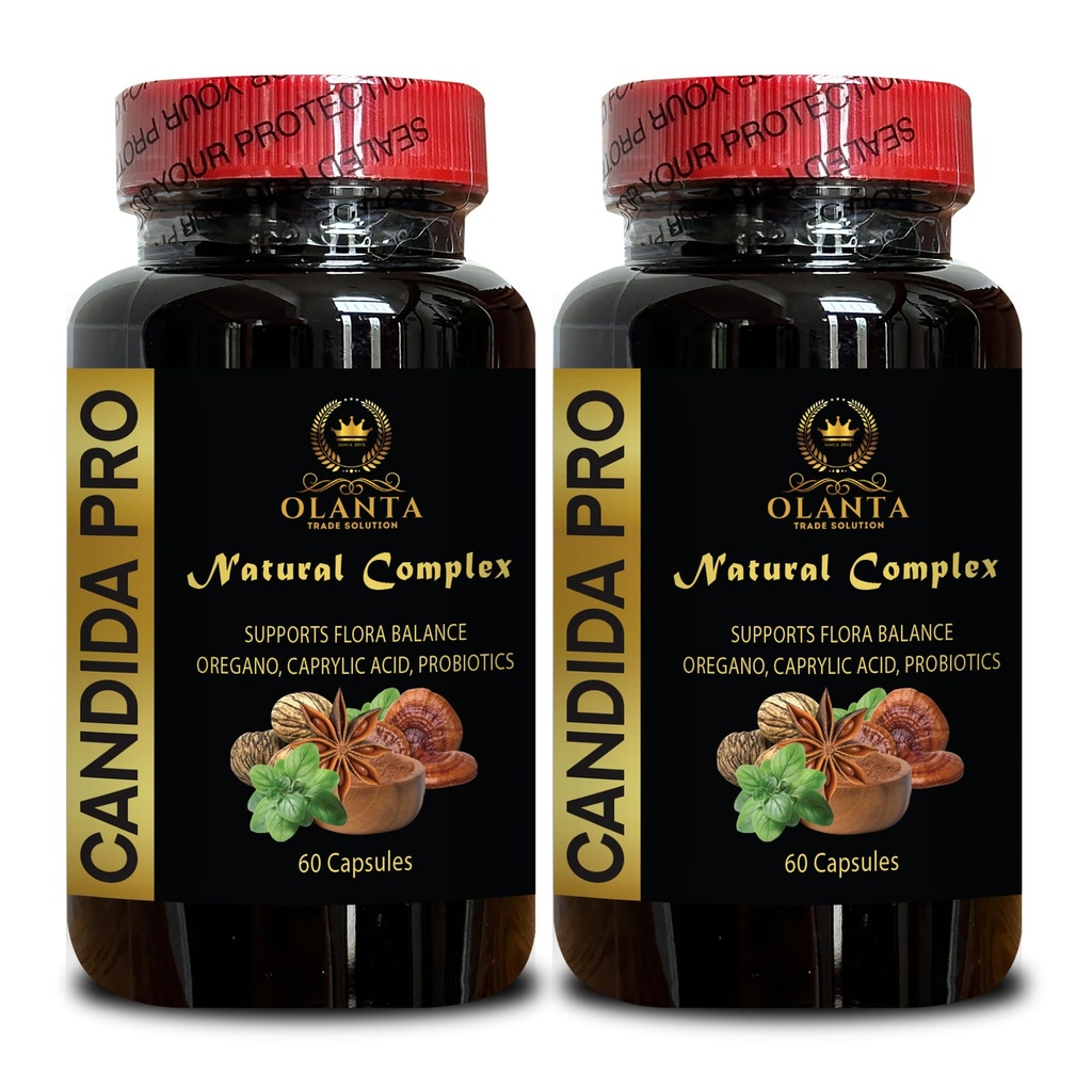 Candida Support Complex - Organische Caprylsäure Kapseln, Candida Ergänzung, natürliche Kräuter für Darm-Detox, Erwachsene Regelmäßigkeit und Gut Gesundheit - 2 Flaschen 120 Kapseln