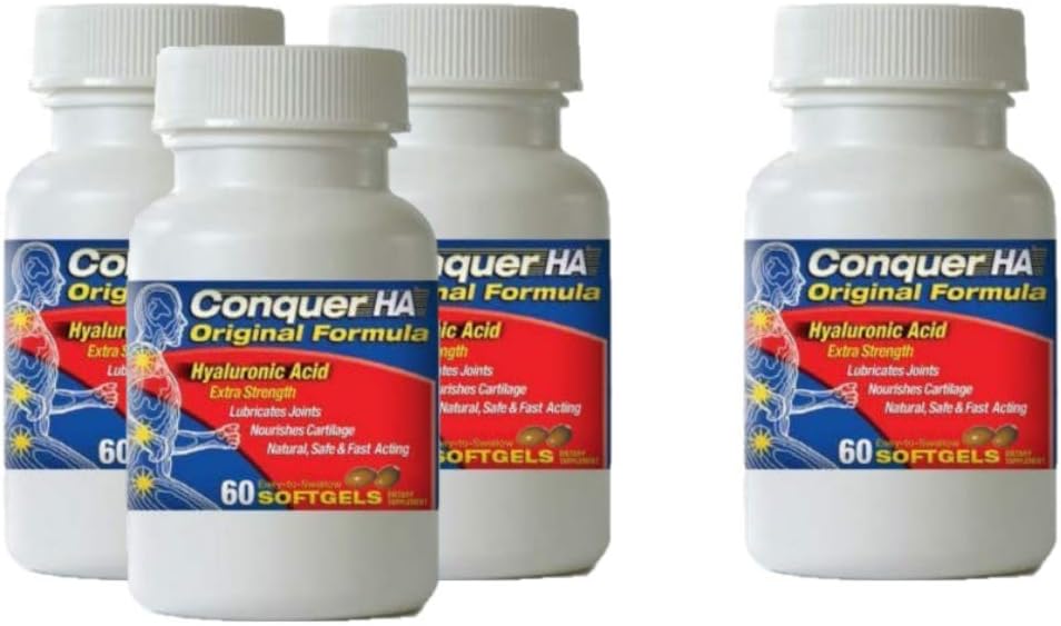 Original Form Hyaluronsäure Pack von 4, Verbesserung der Mobilität, Flexibilität - 60 Softgel Caps