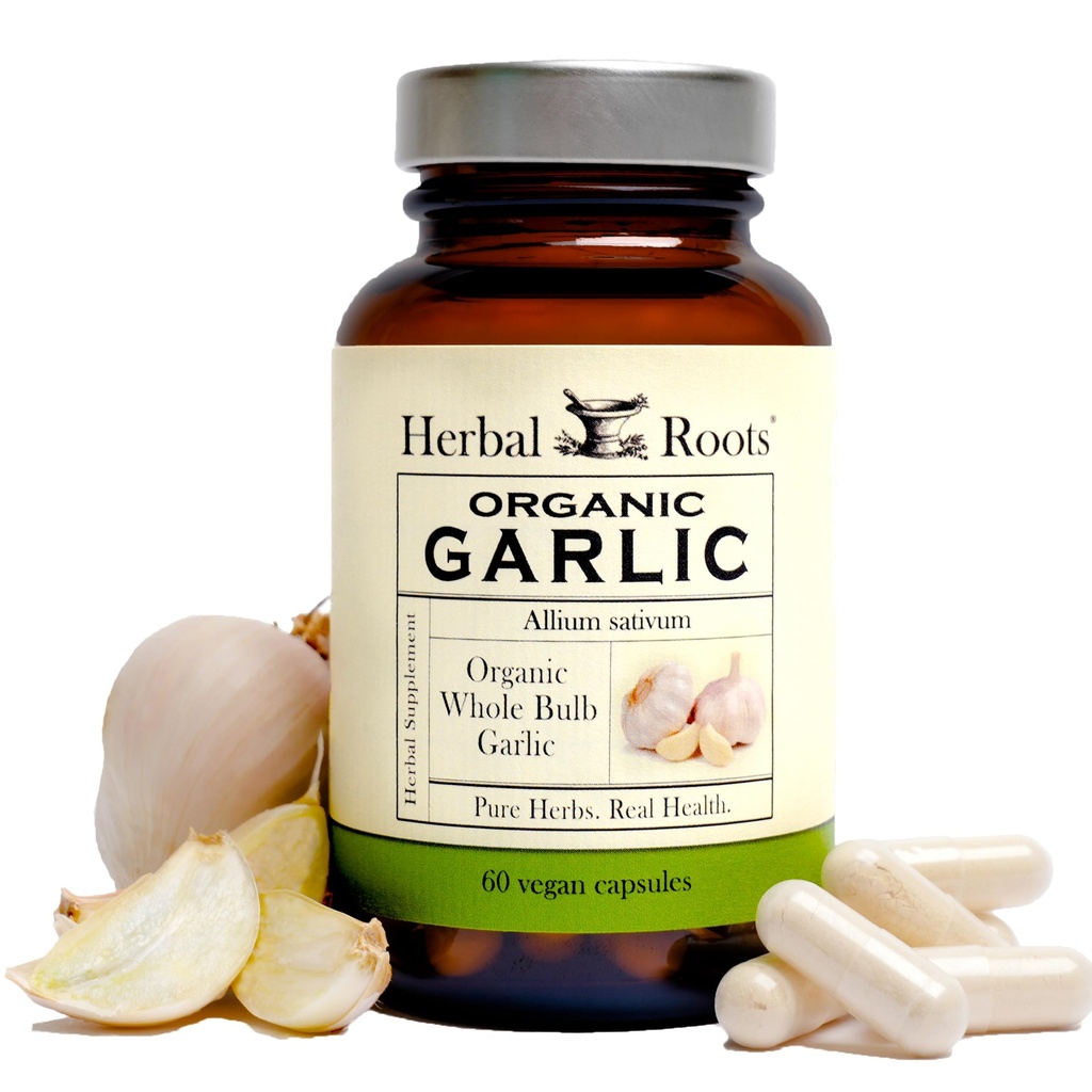 Kräuterwurzeln Bio Volle Bulb Knoblauch Pillen - Potent Extra Stärke | 600 mg - 60 Bio Vegan Kapseln