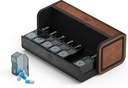 Organisateur hebdomadaire de pilules 2 fois par jour, grande pilule de voyage boîte 7 jour, deux fois par jour AM Pill Case, pharmacie de poche amovible, porte-conteneur de pilules pour la vitamine, la médecine (noir et brun)