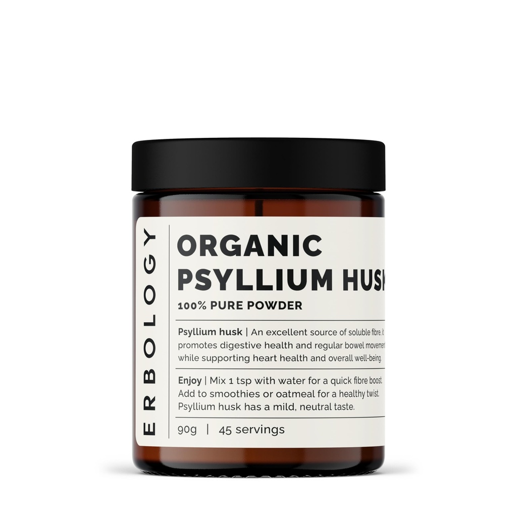 Erbologie Bio Psyllium Husk Pulver 3.2 oz - 45 Servierungen - Fördert Verdauungs-Gesundheit und regelmäßige Bowel-Bewegungen - Sustainable Sourced Straight from Farm in India - Small Batch - Vegan - GMO-Free