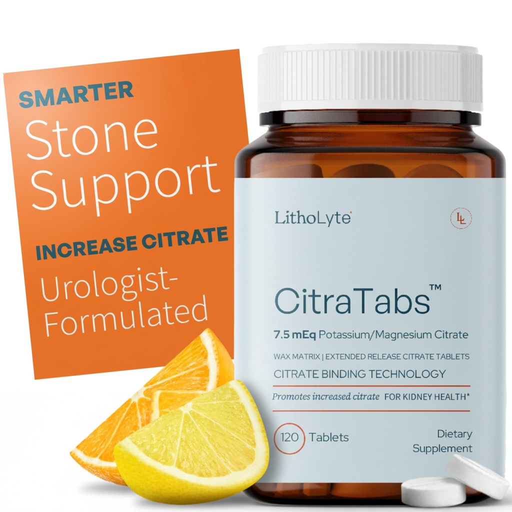 CitraTabs® 7.5 mEq | Compresse Citrate Extended-Release | Protezione per la salute del rene | Supporto per la pulizia, il detox o i supplementi di dissolver della pietra | 120 compresse