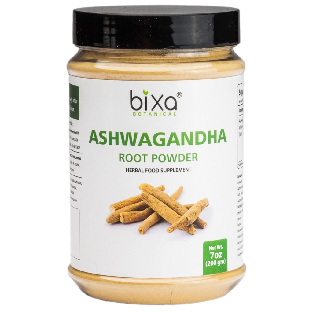 bixa BOTANICAL Ashwagandha Root Powder (Withania Somnifera Root) | Indian Ginseng- Best Re-Energizer und Immunität Booster | Kräuterergänzung. (7 Unze (Pack von 1), Ashwagandha Pulver)