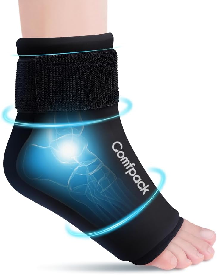 Involucro del pacchetto di ghiaccio della caviglia per il gonfiamento, l'involucro del pacchetto di ghiaccio riutilizzabile del piede, la compressione di terapia calda e fredda per il sollievo della fascite plantare, Achille Tendonitis, Sprain, dolore del tallone, Sprained