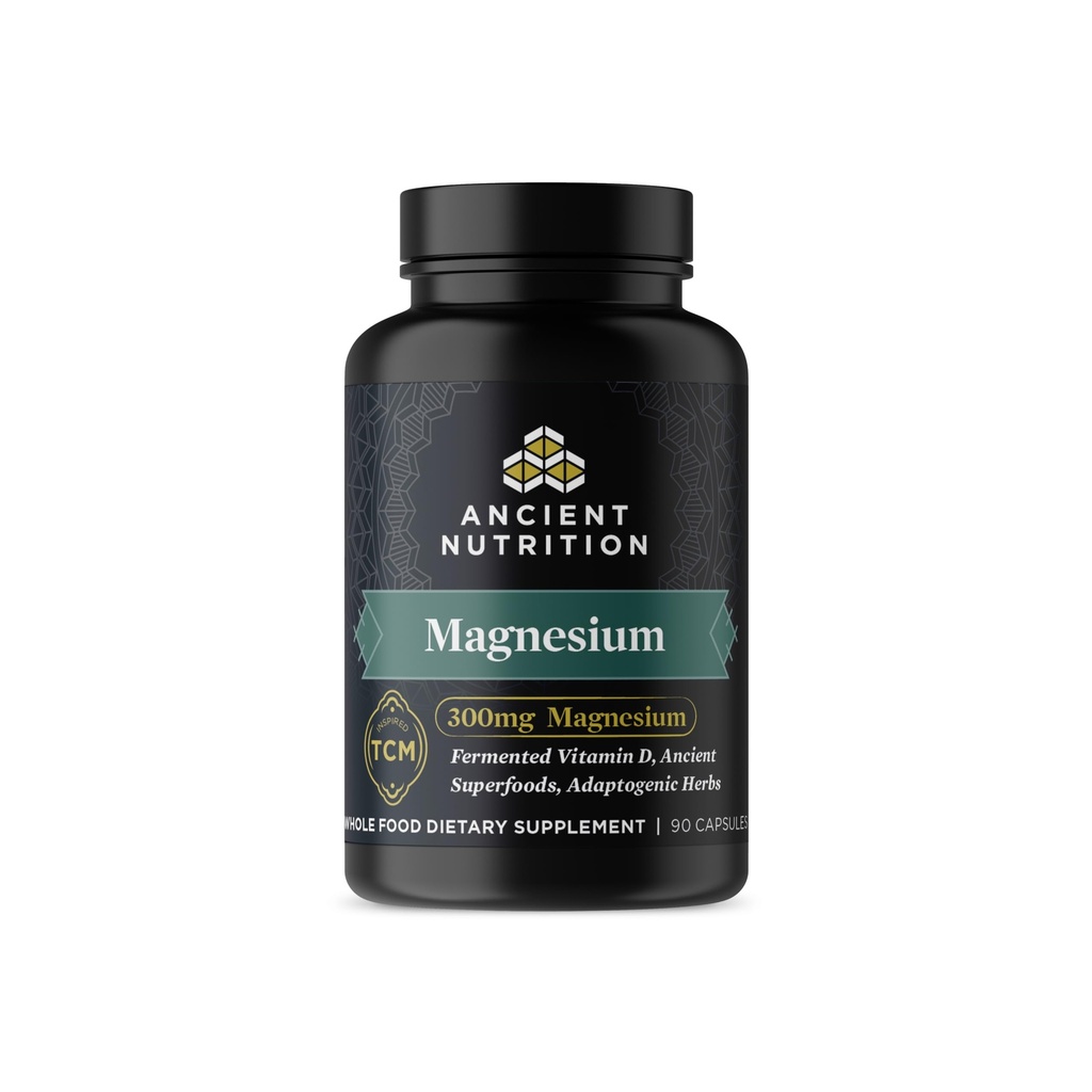 Magnesio Integratore di Nutrizione Antica, Magnesio 300mg con Vitamina D per Supporto Immune, Erbe Adaptogene, Enzime Attivato, Paleo & Keto Friendly, 90 Capsule