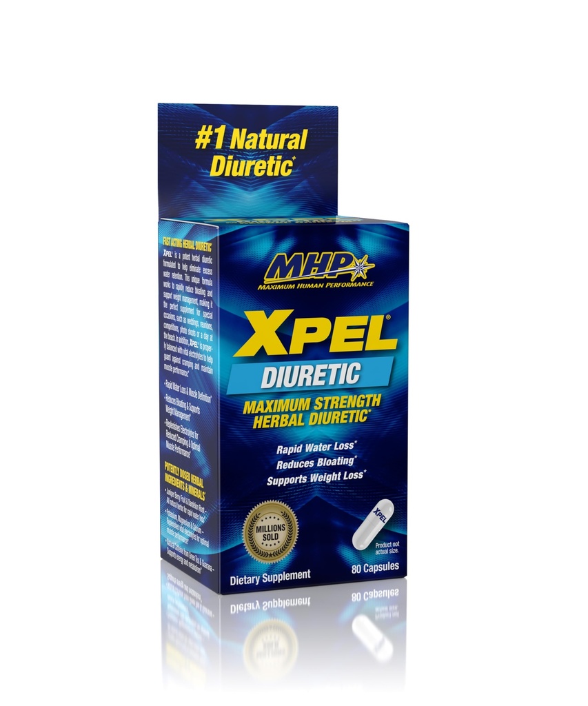 Maximale menschliche Leistung Xpel maximale Stärke Diuret Wasser Pillen, für Wasser Retention Relief, Gewichtsverlust Unterstützung, mit Vitamin B-6 Kalium Dandelion Root, 80 Kapseln