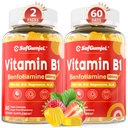 Vitamine B1 Gummées: 500mg de benfotiamine avec vitamine B6 B9 B12 et magnésium pour la santé, l'énergie et le métabolisme Nerveux Soutien au sucre, sans OGM, végétalien, 120 comtes