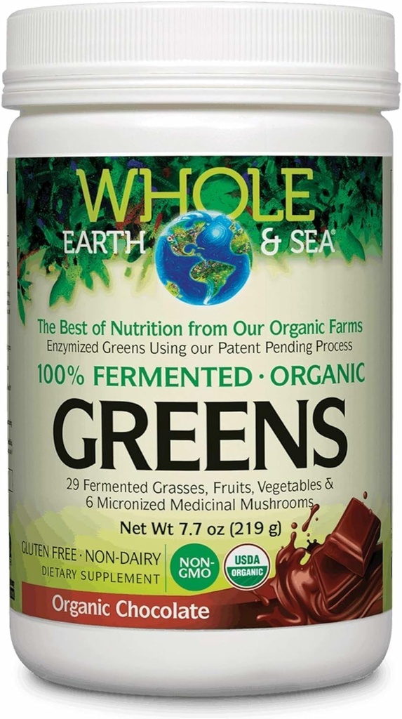 Facteurs naturels Verts organiques - Supplément de soutien aux antioxydants Aide à la santé immunitaire - Mélange de boisson verte avec des fruits, légumes et herbes - Sans saveur, 7,7 Oz