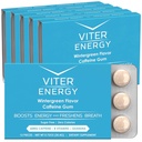 Viter énergie caféiné Gum 60mg caféine, B vitamines, Guarana, sans sucre. (Wintergreen, 12pcs, 6 Pack)