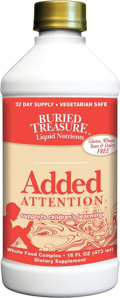 Buried Treasure Hinzugefügt Aufmerksamkeit Kinder Lernunterstützung mit GABA DHA Vitamin B und Kräutermischung 16 oz