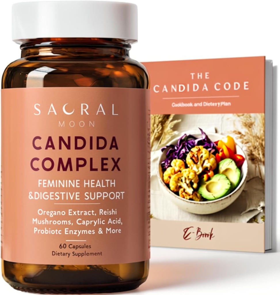 Candida Cleanse für Damen – Gut & Feminine Balance mit Oregano Öl, Caprylic, Probiotics, Reishi, Aloe & Black Walnut – Kann helfen Verdauungskomfort, Klarheit, klare Haut & Vaginal pH