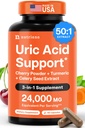 3 en 1 Nettoyant Uric Acid Flush – Extrait de cerise de tart avec purge de supplément de graines de curcuma et celery - Pieds et soutien articulaire - 60 capsules de légumes