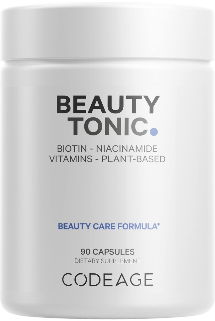 Kodierung Biotin-Ergänzung mit Vitamin C, Vitamin E, Vitamin B6, Niacin, Folate, Organic Food Blend, Phytoceramide, Astaxanthin, Selen - Beauty Tonic - Haar, Haut und Nagelunterstützung - Vegan, 90 Ct