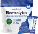 Nutricost Electrolytes Powder Hydration Packets (Blue Raspberry, 40 Servings) Calorie basso Keto elettroliti addolciti con Stevia - Non OGM, senza glutine e senza zucchero