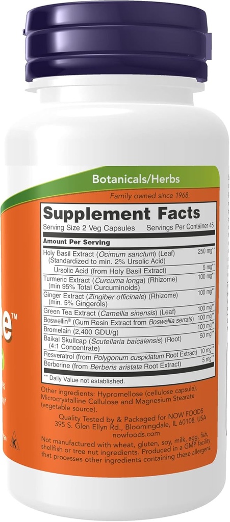 NOW Integratori, D-FlameTM con una miscela di erbe complementari, supporto per l'espersione*, 90 capsule di veg (pacchetto di 2)