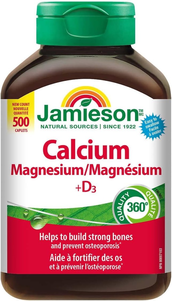 Jamieson calcio magnesio con vitamina D3, 365 Caplets