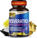 VEGATOT 10 in 1 High Strength Resveratrol mit Quercetin Healthy Aging Immune Brain Boost Joint Support (90 Count (Pack von 1))
