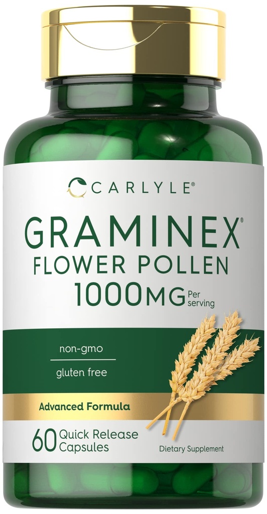Carlyle Graminex Blume Pollen Extrakt | 1000 mg | 60 Kapseln | Non-GMO & Gluten Kostenlos