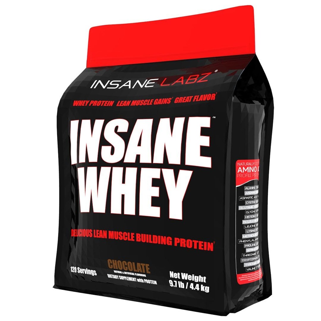 Insane Labz Insane Whey,100% Muscle Building Whey Protein, BCAA Amino Profile, Mass Gainer, Meal Sostituzione (Chocolate, 120 Servings)