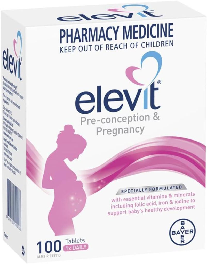 Elevit Pregnancy Multivitamin mit Jod 100 Tabletten (100 Tage)-Made in Deutschland-Importiert aus Neuseeland