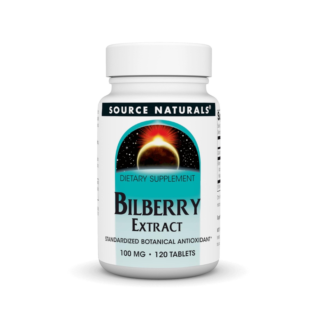 Fonte Naturals Bilberry Extract Standardized Botanical Antioxidant - 100 mg, 120 compresse