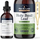 Organico Santo Basilio Foglia Liquido Drops 2 mesi di alimentazione - Supporto immunitario, cervello e fuoco Booster, Adaptogen