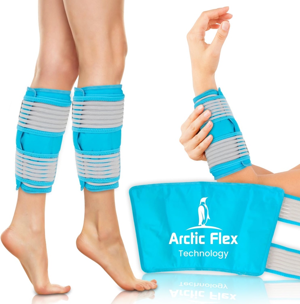 Vive Calf & Shin Ice Pack Wrap (Pair) - Extra Strength Hot & Cold Therapy für Shin Splints & Leg Pain - Verstellbare Kompressionsbänder, um in Platz zu bleiben - Flexibel wenn gefroren mit 30+ Minuten von Kälte