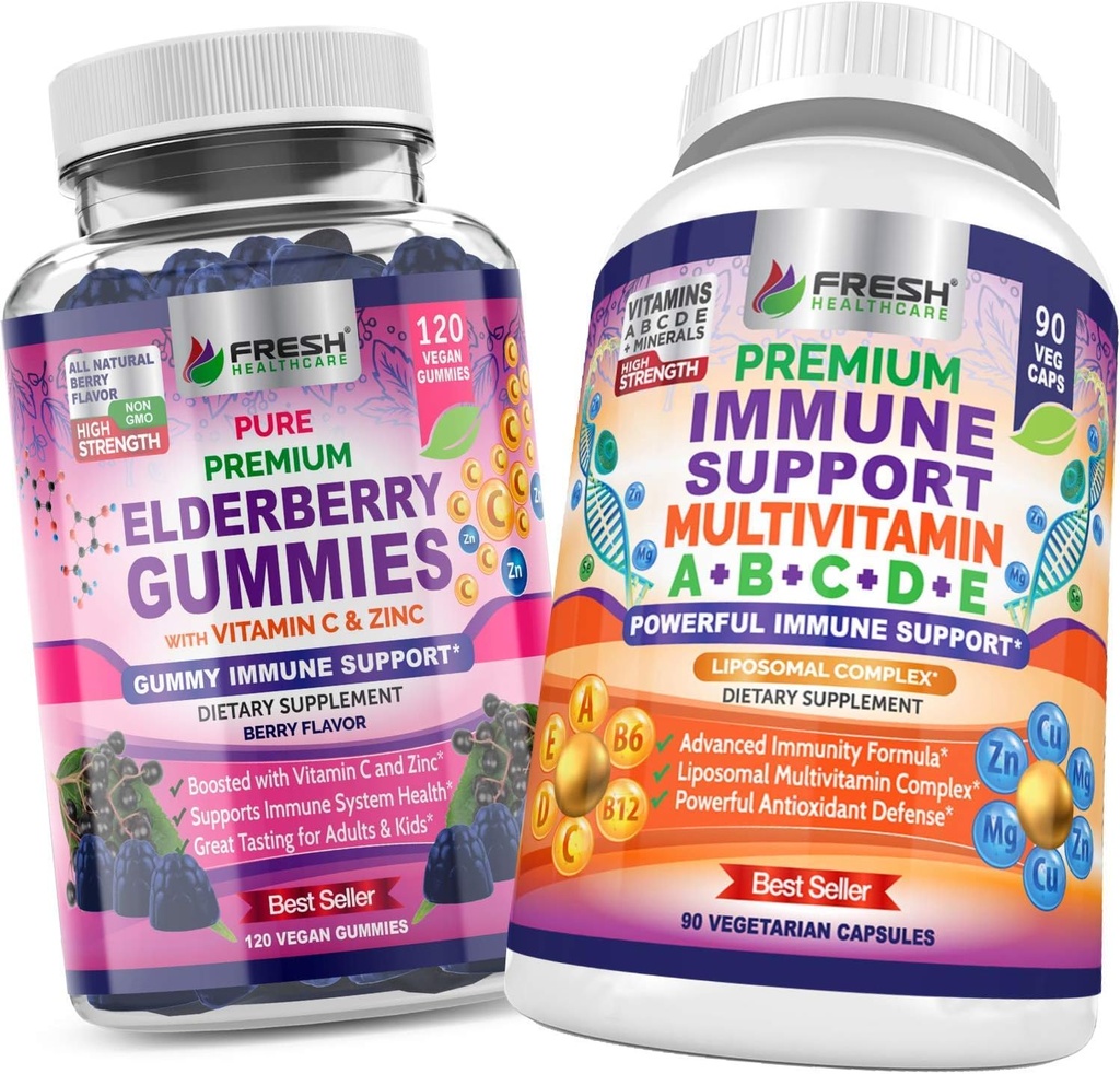 FRESH HEALTHCARE Elderberry Gummis und Immun Multivitamin - Bundle