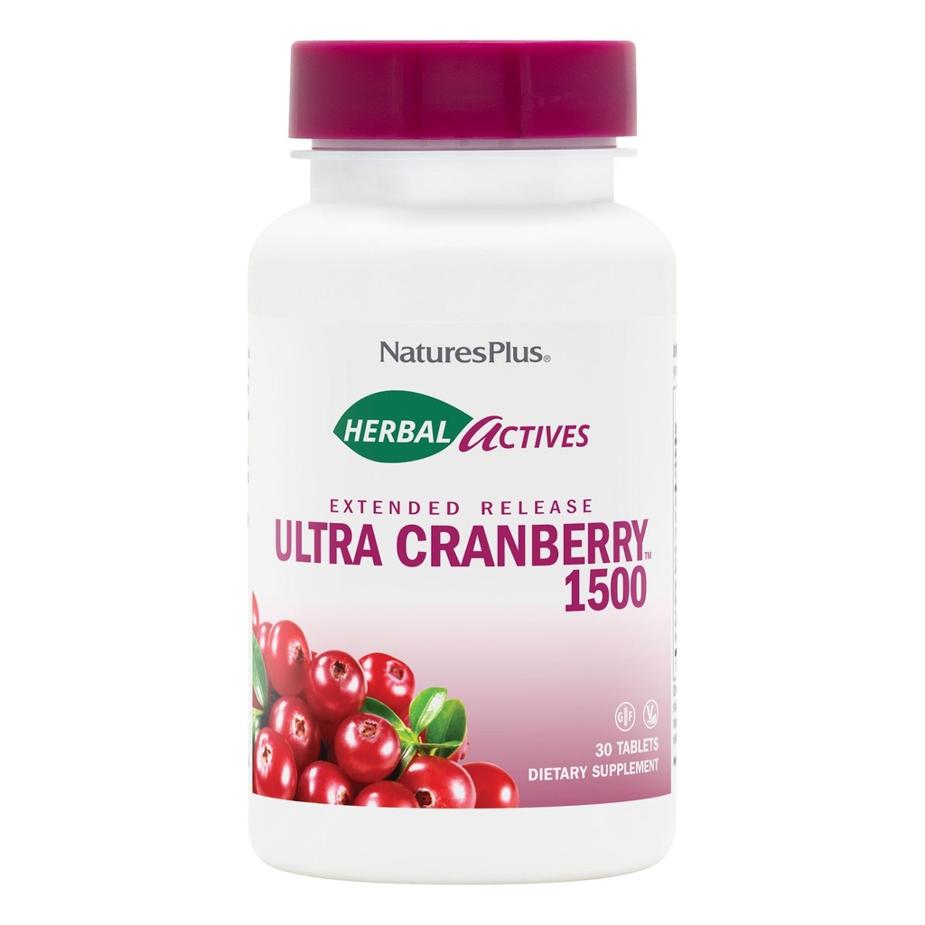 NaturesPlus Herbal Actives Ultra Cranberry 1500, 30 Tablets - Urinary Tract Support - Vegetarian, Gluten Free - 30 Servings