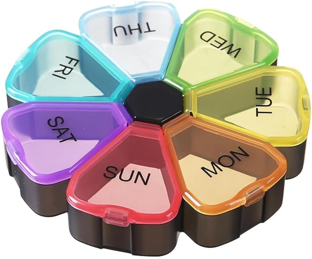 Organisateur hebdomadaire de pilules 7 jours, Cute Portable Large Daily Medicine Box, Facile à ouvrir, BPA sans rappel de cas de pilule de voyage pour le distributeur de médicaments suppléments d'huile de poisson vitamine Capsule DHA