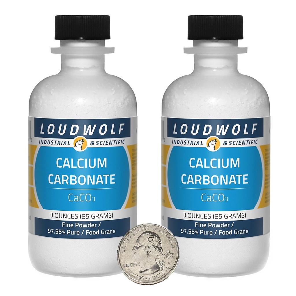 Carbonate de calcium / 6 onces / 2 bouteilles / 97+% Pure Food Grade/fin poudre/USA